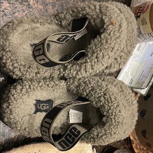 UGG Gray Fuzzy Slippers